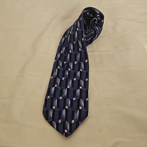 Charleston Tie Rack Men Vintage Tie 100% Silk Royal Blue/ Black